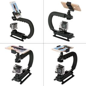 img 2 attached to Enhanced 4-in-1 Stabilizer Holder for DSLR, Mirrorless, Action Cameras, Camcorders, and Smartphones - We-media Youtube 📷 Vlog Low Position Video Rig Mount Suitable for GoPro, Sony, DJI OSMO ACTION, Nikon, Canon, iPhone, Samsung