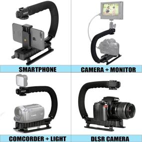 img 1 attached to Enhanced 4-in-1 Stabilizer Holder for DSLR, Mirrorless, Action Cameras, Camcorders, and Smartphones - We-media Youtube 📷 Vlog Low Position Video Rig Mount Suitable for GoPro, Sony, DJI OSMO ACTION, Nikon, Canon, iPhone, Samsung