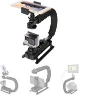 enhanced 4-in-1 stabilizer holder for dslr, mirrorless, action cameras, camcorders, and smartphones - we-media youtube 📷 vlog low position video rig mount suitable for gopro, sony, dji osmo action, nikon, canon, iphone, samsung logo