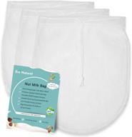 reusable 3 pack nut milk bag: fine nylon mesh cheesecloth bags for straining almond/soy milk, greek yogurt, cold brew coffee, tea, beer, and juice - 12"x10 logo