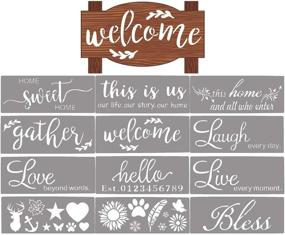 img 4 attached to 🎨 12pcs Welcome Stencils - Reusable Word & Quote Stencils for DIY Decor