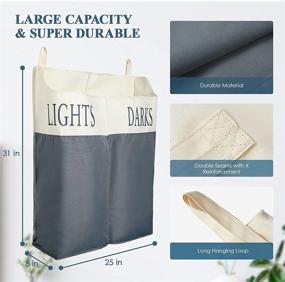 img 2 attached to 🧺 Organize Your Laundry Effortlessly with Fine Living Dark and Light Laundry Hamper: 2 Section Hanging Hamper with Zipper