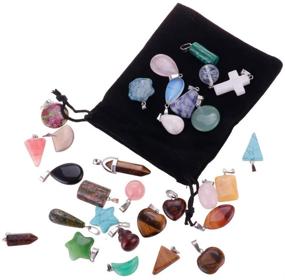 img 3 attached to 💎 30pcs Assorted Natural Stone-like Charm Pendants - Jade, Turquoise Beads, Bracelet, Necklace - Jewelry Findings, Gemstone Mix Styles