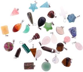 img 1 attached to 💎 30pcs Assorted Natural Stone-like Charm Pendants - Jade, Turquoise Beads, Bracelet, Necklace - Jewelry Findings, Gemstone Mix Styles