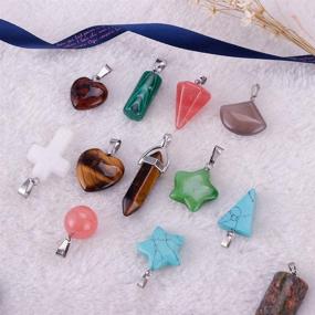 img 2 attached to 💎 30pcs Assorted Natural Stone-like Charm Pendants - Jade, Turquoise Beads, Bracelet, Necklace - Jewelry Findings, Gemstone Mix Styles