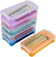 🖌️ btsky 6-color pencil box for office supplies organization, large capacity with white buckles, watercolor brush painting pens storage container, drawing tools holder логотип