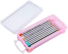 img 2 attached to 🖌️ BTSKY 6-Color Pencil Box for Office Supplies Organization, Large Capacity with White Buckles, Watercolor Brush Painting Pens Storage Container, Drawing Tools Holder