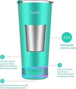 img 1 attached to Letyet 17oz Tumbler Cup with Lid and Straw - Bluetooth Speaker Base with Detachable LED Light - Stainless Steel Vacuum Insulated Coffee Cup - Double-Layer Powder-Coated Travel Cup (Blue)