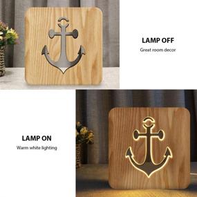 img 3 attached to ⚓ Sailboat Anchor Wood Carving Night Light with Warm White LED - Bedside Table Lamp for Home Decor, Room Party, Nautical Gift for Ocean Lovers - Men, Women, Friends