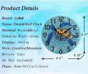img 2 attached to 🐢 9.5 Inch Round Wall Clock - Stunning Mosaic Underwater Sea Turtle Starfish Design, Battery Operated Quartz Analog Desk Clock for Home, Office, and School - Silent & Beautiful