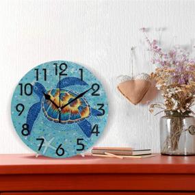 img 3 attached to 🐢 9.5 Inch Round Wall Clock - Stunning Mosaic Underwater Sea Turtle Starfish Design, Battery Operated Quartz Analog Desk Clock for Home, Office, and School - Silent & Beautiful