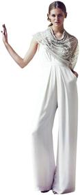 img 2 attached to 👗 Stunning Women's Deep V Neck Halter Jumpsuit: Chic Sleeveless Romper with Waist Tie and Convenient Pockets