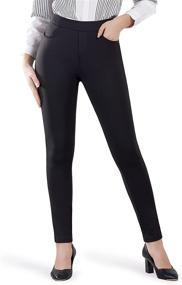 img 4 attached to 👖 Comfortable and Stylish Women's Yoga Dress Pants with Pockets - Skinny Leg Stretch Pant