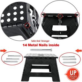 img 3 attached to 🪜 Ultra Strong NEDYO Folding Step Stool - 9 inch Portable Steel Nail Reinforced Stepping Stool for Adults with Handle - Holds up to 400lbs - Black