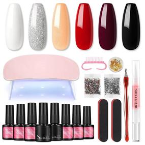 img 4 attached to 💅 Украсьте свои ногти комплектом для гель-лака для ногтей - УФ-лампа MiNi LED, 6 потрясающих цветов для снятия, базовое покрытие и топовое покрытие, украшения для ногтей - идеальный набор для окрашивания ногтей для начинающих и отличный подарок для женщин.