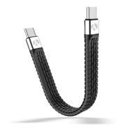 💡 0.5 футовый usb c кабель, afterplug usb c к usb c плоский кабель – поддерживает зарядку до 100w, видео 4k, передачу данных 10gbps – для thunderbolt 3 macbook, ipad pro 2021, samsung s21 s20, внешнего ssd, power bank. логотип