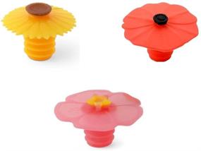 img 3 attached to 🌺 Sunflower, Poppy, and Pink Hibiscus - Charles Viancin Bottle Stopper Set of 3