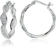 💎 24mm sterling silver twist round hoop earrings with cubic zirconia logo