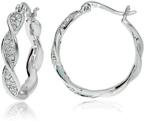 img 3 attached to 💎 24mm Sterling Silver Twist Round Hoop Earrings with Cubic Zirconia