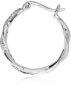 img 2 attached to 💎 24mm Sterling Silver Twist Round Hoop Earrings with Cubic Zirconia