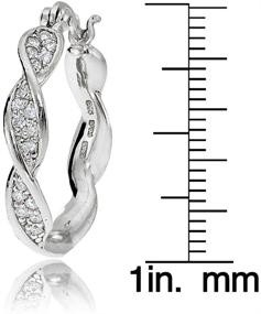 img 1 attached to 💎 24mm Sterling Silver Twist Round Hoop Earrings with Cubic Zirconia