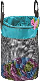 img 4 attached to HOMEST Drawstring Mesh Clothespin Bag, Hanging Organizer with Hook, Machine Washable - Sky Blue, Patent Design