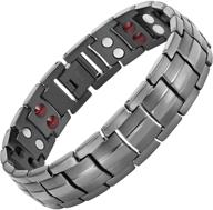 💪 ultimate arthritis pain relief: willis judd double strength titanium magnetic therapy bracelet in gunmetal with adjustable fit - 4 element technology logo