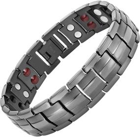 img 2 attached to 💪 Ultimate Arthritis Pain Relief: Willis Judd Double Strength Titanium Magnetic Therapy Bracelet in Gunmetal with Adjustable Fit - 4 Element Technology