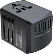 🌍 ultimate worldwide travel adapter: universal plug converter with 4 usb ports & usb c wall charger - perfect for eu uk aus asia phone laptop! logo