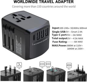 img 3 attached to 🌍 Ultimate Worldwide Travel Adapter: Universal Plug Converter with 4 USB Ports & USB C Wall Charger - Perfect for EU UK AUS Asia Phone Laptop!