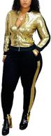 👗 sequin glitter long sleeve women's sweatshirts and skinny long pants two piece outfits logo