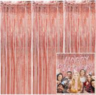 🎉 3.2 ft x 6.5 ft metal tinsel curtain party backdrop in rose gold for birthday, bachelorette, bridal shower, and baby shower decorations logo