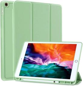 img 4 attached to 🍏 SIWENGDE Apple iPad 9.7 Case 2018 6th Generation/2017 5th Generation with Pencil Holder, Slim Silicone Smart Trifold Stand Cover (Green)