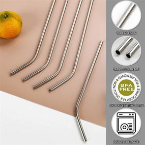 img 2 attached to Eyixey 16pcs Silver Premium Reusable Straws, Travel Case & Cleaning Brush, Silicone Tips, Eco-Friendly Metal Straw Set 8.5IN - 10.5IN, Compatible with 30oz & 20oz Yeti, Tervis, Rtic Tumblers