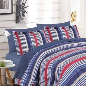 img 2 attached to 🛏️ EMME Bed in A Bag Queen 7-Piece Comforter Set – Luxurious Microfiber, Goose Down Alternative, Soft & Machine Washable – Full/Queen Size – Navy & Red Stripe