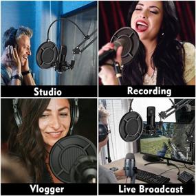 img 2 attached to 🎙️ ARISEN Dual Layered Mic Pop Filter with Flexible 360° Gooseneck for Blue Yeti and Any Other Mics - Professional Metallic Mic Filter Mesh and Stabilizing Arm