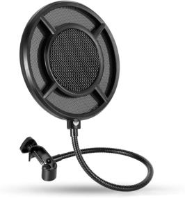 img 4 attached to 🎙️ ARISEN Dual Layered Mic Pop Filter with Flexible 360° Gooseneck for Blue Yeti and Any Other Mics - Professional Metallic Mic Filter Mesh and Stabilizing Arm