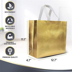 img 2 attached to 🎁 Set of 15 Non-woven Reusable Gold Gift Bags with Glossy Finish - Perfect for Birthday, Favor, Goodie Bags or Bulk Gold Party Bags for Christmas, Wedding Shower, Bachelorette Party