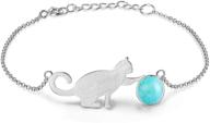 🐱 lotus fun 925 sterling silver bracelet with amazonite cat charms – adjustable kitten bracelet with chain length 6.5''-7.6'' – handmade unique jewelry gift for little girls, teen girls, and women – perfect christmas gift logo