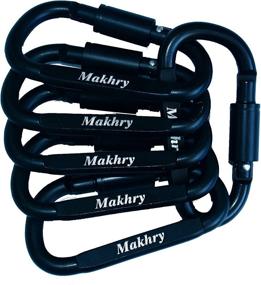 img 1 attached to 🔒 Makhry 6PCS Aluminum D-Ring Locking Carabiner Clip: Ideal Camping Hooks, Keychain Carabiner Hooks