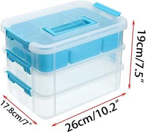 img 3 attached to 🔵 3 Layer Stack & Carry Box by BTSKY, Plastic Multipurpose Portable Storage Container Handled Organizer with Removable Tray for Sewing, Art Craft, and Supplies - Blue