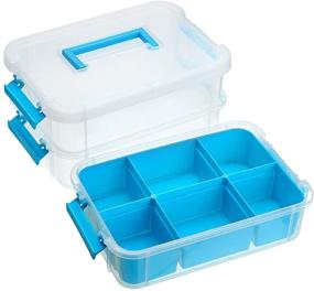 img 2 attached to 🔵 3 Layer Stack & Carry Box by BTSKY, Plastic Multipurpose Portable Storage Container Handled Organizer with Removable Tray for Sewing, Art Craft, and Supplies - Blue