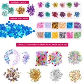 img 1 attached to 🎨 Anezus 178 Pack Resin Jewelry Making Supplies Kit for Resin, Slime, Nail Art: Resin Art Kit with Glitter, Wheel Gears, Dry Flowers