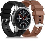 📦 [2-пак] ремешок lerobo совместимый с samsung watch 46мм / galaxy watch 3 45мм / gear s3 frontier/classic, 22мм силиконовые повседневные ремешки для женщин и мужчин - черный коричневый логотип