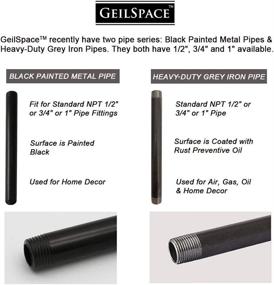 img 2 attached to 🔧 GeilSpace 6 Pack of 1/2" × 12" Pre-Cut Black Metal Pipe - Industrial Steel for Standard Half Inch Black Threaded Pipes and Fittings - Vintage DIY Industrial Shelving (1/2" × 12", Black)