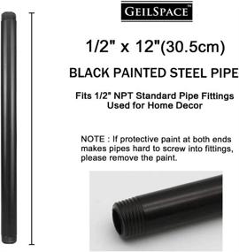 img 3 attached to 🔧 GeilSpace 6 Pack of 1/2" × 12" Pre-Cut Black Metal Pipe - Industrial Steel for Standard Half Inch Black Threaded Pipes and Fittings - Vintage DIY Industrial Shelving (1/2" × 12", Black)