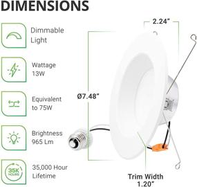 img 3 attached to 🔆 Sunco Lighting 2 Pack 5/6 Inch LED Recessed Downlight, Baffle Trim, Dimmable, 13W=75W, 3000K Warm White, 965 LM, Damp Rated, Easy Retrofit Installation - UL Listed & Energy Star Certified