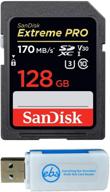 📸 sandisk extreme pro memory card for nikon d3400, d3300, d750, and more - 128gb sd card with everything but stromboli combo reader - class 10 4k compatible logo