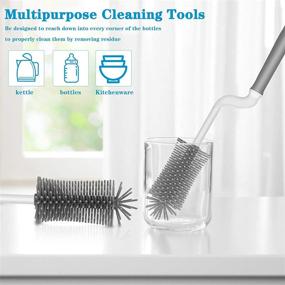 img 3 attached to Tinkeep Silicone Bottle Cleaning Brush Set of 2 - Long Handle Cup Cleaner Brushes for Baby Bottles, Water Bottles, Thermos, Hydro Flasks, Coffee Mugs, Tumblers (2 Sets)