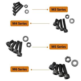 img 1 attached to 🔩 GTERNITY 590PCS Bolts and Nuts Assortment: Metric M3 M4 M5 M6 Screws Kit with Wrench and Washers, Carbon Steel (Black Socket Head) - Ultimate Hardware Solution